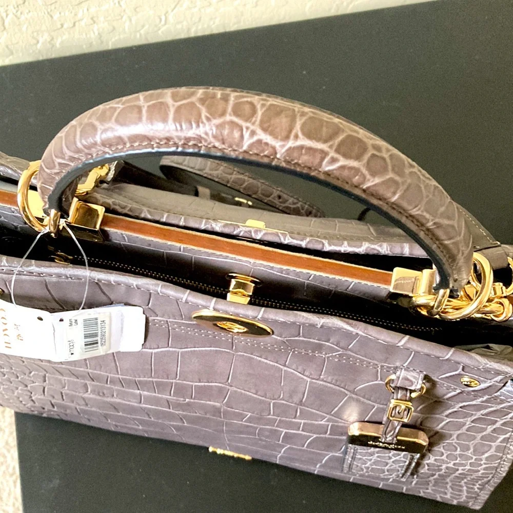 Coach GRAMERCY SATCHEL NWT Gray Croc-Embossed Handbag - Picture 5 of 16